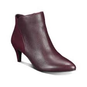 Women’s Alfani Harper Burgundy Leather Booties Size 10.5 US!